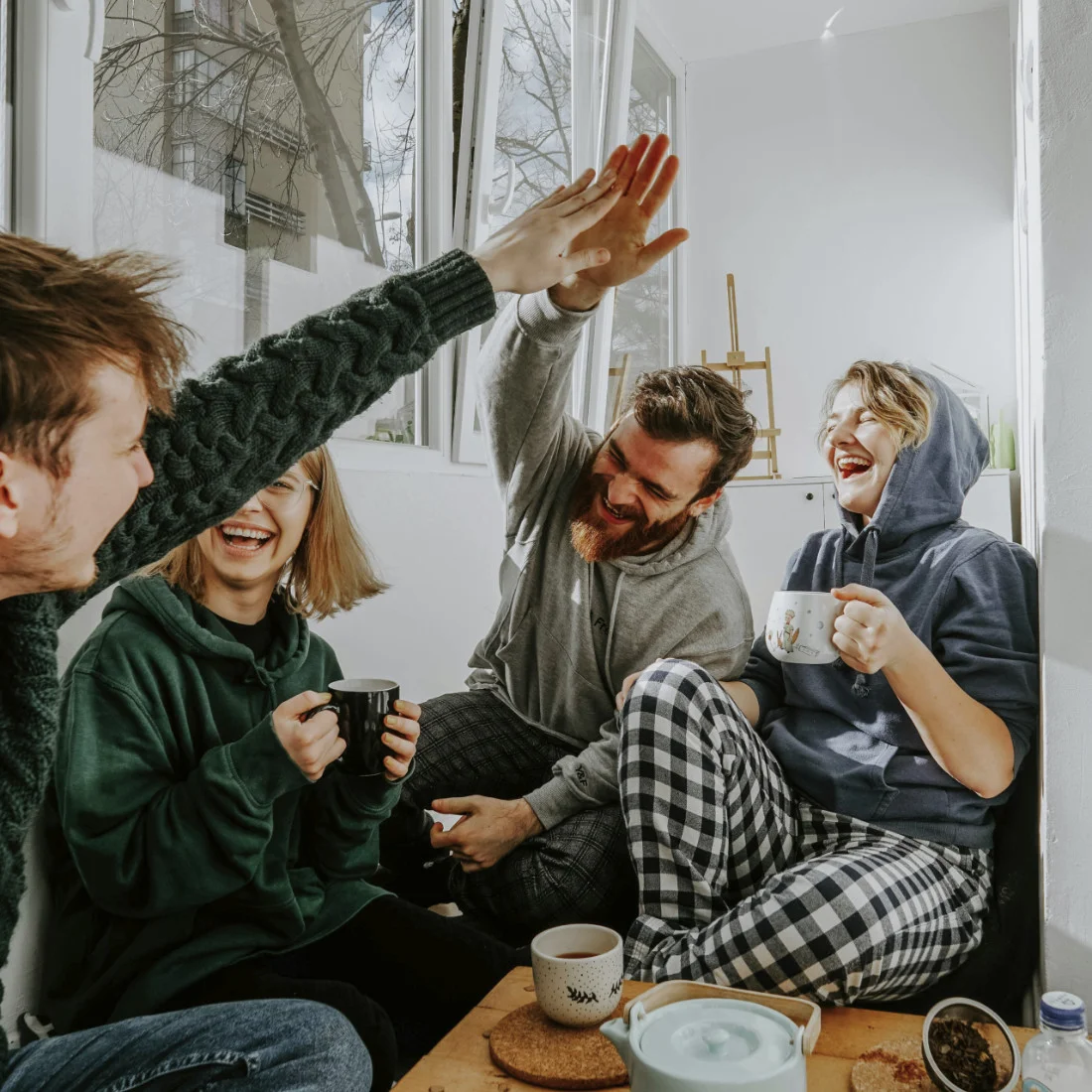 Gruppe Austausch lachen